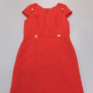 LIZ CLAIBORNE Retro Textured Orange Button-Belt Shift Dress Size 12